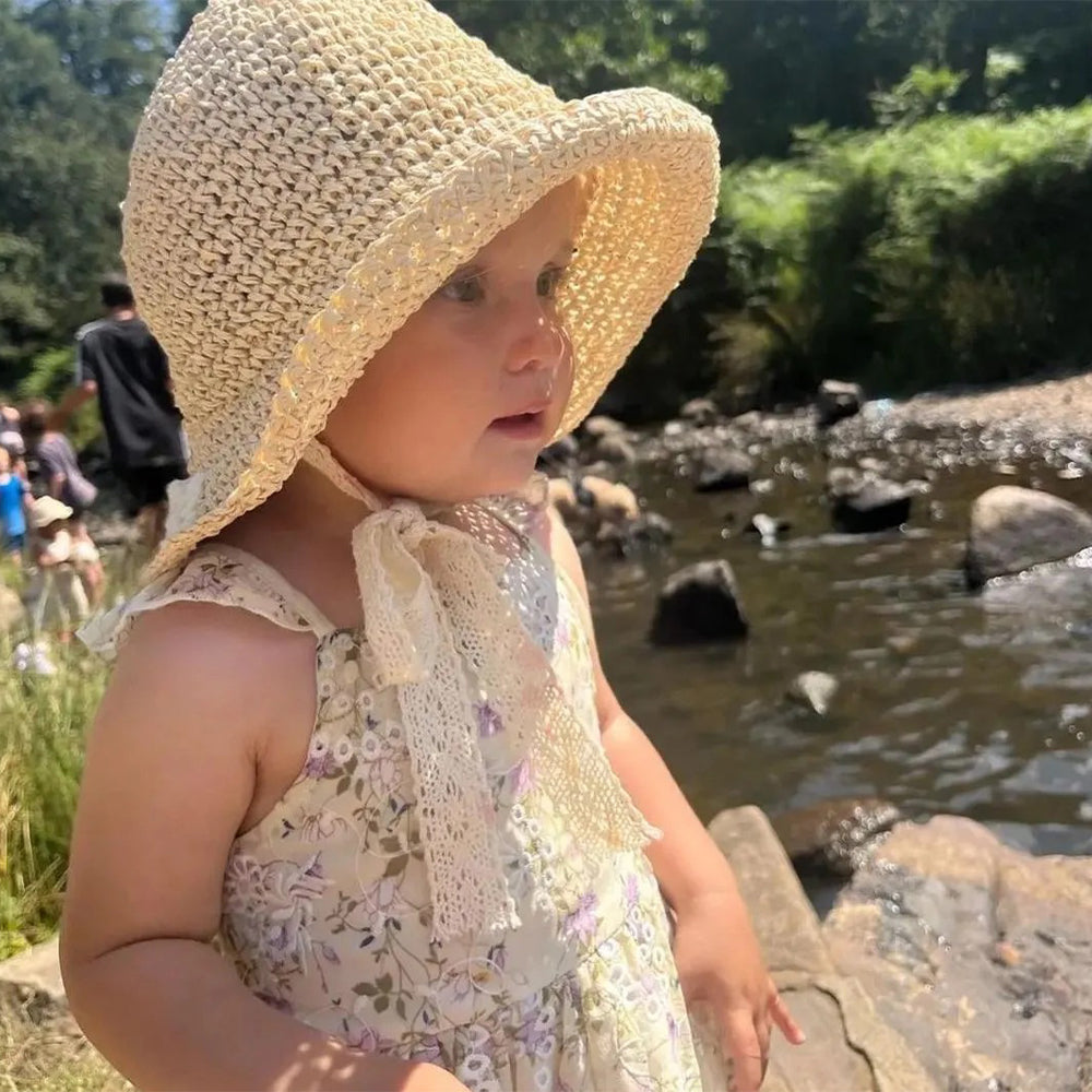 Personalized Hand Embroidered Straw Floppy Sun Hat | trehrechie.com